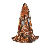 JEJEA Vestaglia con cappuccio con stampa di biscotti di pan di zenzero per Halloween, cosplay, Natale, feste di Natale, mantello medievale rinascimentale