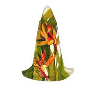 JEJEA Vestaglia da mago con cappuccio con stampa di uccello tropicale del paradiso per Halloween, cosplay, Natale, feste di Halloween, rinascimento medievale