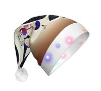 JEJEA Viola Note Musiche Stampa Cappello di Babbo Natale Adulto Led, Cappello di Natale Con Luci Per Le Donne E Gli Uomini Di Capodanno Forniture Del