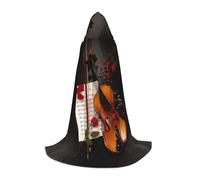 JEJEA Violino Stampa Partiture Halloween Cosplay Festa di Natale Abiti Con Cappuccio Mago Veste Halloween Mantello Rinascimento Medievale