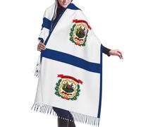 JEJEA West Virginia State Flag Print Faux Cashmere Fringe Scialle - Sciarpa invernale calda da donna, morbida e accogliente per il freddo