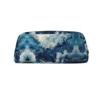 JEJEA Within The Tides - Astuccio in pelle con stampa, astuccio per matite di grande capacità, astuccio per penne e penne, versatile borsa per il trucco, Argento, Taglia unica, Beauty case