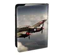 JEJEA World War 2 Aircraft Airplane 2-Standard-Scale-2_00x Stampa Organizzatore da viaggio Porta carte di credito Porta passaporto Libro Porta passaporto Cover Portafoglio per Viaggi, Nero , Taglia