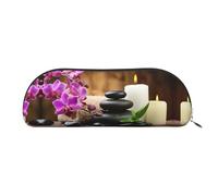 JEJEA Zen, astuccio in pelle con stampa di pietre e cerniera, astuccio per matite, astuccio per matite, astuccio per trucchi e cosmetici, Argento, Taglia unica, Beauty case