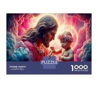 JeJesus with Child in Clouds 1000 Pezzi Puzzle Classici Per Adulti E Bambini ≥12 Anni Giochi Educativi Religious Art Per Appassionati Esperti Decorazione Casa Imparo Logica Visualizzazione 52x38cm/100
