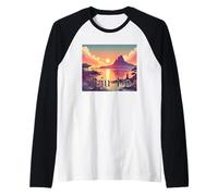 Jeju Do Island Tramonto Corea Scena Avventura Maglia con Maniche Raglan