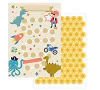 JEKA Set di 10 tabelle delle ricompense, Motivo: Esploratori, con i Loro Adesivi a Forma di Stella per motivare i Bambini a Fare Le faccende domestiche, i compiti, a lavarsi i Denti