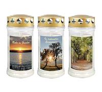 Jeka - Set di 3 candele commemorative, 100% olio vegetale