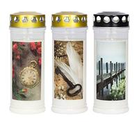 Jeka - Set di 3 candele commemorative, 100% olio vegetale, durata ca. 7 giorni