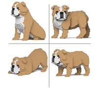 Jekca |English Bulldog 4-in-1 Pack, Kit Mattoncini da Costruzione, Sculture da Collezione, Perfetta Idea Regalo