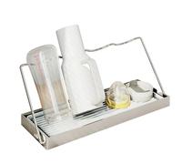 Jekero Scolabottiglie Acciaio Inox 304, Scola Bottiglie Pieghevole per Scolare, Organizzatore da Cucina con Vassoio Rimovibile per Scolare Bottiglie d'acqua, Biberon e Bicchieri