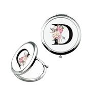 JEKUGOT Specchio per trucco personalizzato, piccolo specchio tascabile, regali per la sposa, regali di fidanzamento, regalo personalizzato, specchio dalla A alla Z per donne, regali di compleanno (D)