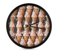 JEKYQ Orologio da parete silenzioso da 25,4 cm, senza ticchettio, orologio analogico con coni gelato anni Cinquanta Time-png Orologi da parete per bagno Orologio rotondo Decorazione da parete per casa
