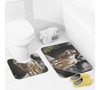 JEKYQ Set di tappeti da bagno 2 pezzi tappeti da bagno tappeti da bagno fauna selvatica lupo tappetini da bagno per bagno antiscivolo tappetini da bagno decorazione per la casa tappetino da bagno