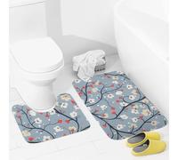 JEKYQ Set di tappeti da bagno 2 pezzi tappeti da bagno tappeti da bagno fiori su rami tappetini da bagno per bagno antiscivolo tappetini da bagno decorazione per la casa tappetino da bagno lavabile
