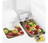 JEKYQ Set di tappeti da bagno 2 pezzi tappeti da bagno tappeti da bagno giallo verde rosso frutta in un cestino tappetini da bagno per bagno antiscivolo tappetini da bagno decorazione per la casa