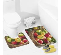 JEKYQ Set di tappeti da bagno 2 pezzi tappeti da bagno tappeti da bagno giallo verde rosso frutta in un cestino tappetini da bagno per bagno antiscivolo tappetini da bagno decorazione per la casa