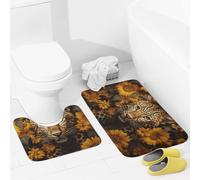 JEKYQ Set di tappeti da bagno 2 pezzi tappeti da bagno tappeti da bagno leopardo e girasole tappetini da bagno per bagno antiscivolo tappetini da bagno decorazione per la casa tappetino da bagno