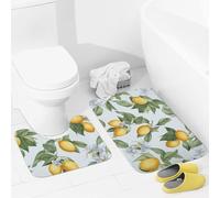 JEKYQ Set di tappeti da bagno 2 pezzi tappeti da bagno tappeti da bagno motivo limone su sfondo bianco tappetini da bagno per bagno antiscivolo tappetini da bagno decorazione per la casa tappetino da