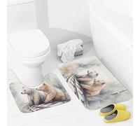 JEKYQ Set di tappeti da bagno 2 pezzi tappeti da bagno tappeti da bagno Orso sui binari del treno tappetini da bagno per bagno antiscivolo tappetini da bagno tappetini da bagno decorazione per la casa