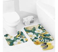 JEKYQ Set di tappeti da bagno 2 pezzi tappeti da bagno tappeti da bagno tappeti da bagno con foglie tropicali pittura tappetini da bagno per bagno antiscivolo tappetini da bagno decorazione per la