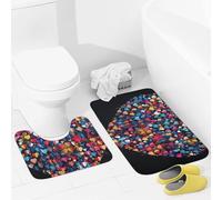 JEKYQ Set di tappeti da bagno 2 pezzi tappeti da bagno tappeti da bagno un cuore colorato tappetini da bagno per bagno antiscivolo tappetini da bagno decorazione per la casa tappetino da bagno