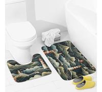 JEKYQ Set di tappeti da bagno 2 pezzi tappeti da bagno tappeti da bagno un faro nero tappetini da bagno antiscivolo tappetini da bagno decorazione per la casa tappetino da bagno lavabile per vasca