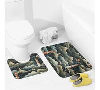 JEKYQ Set di tappeti da bagno 2 pezzi tappeti da bagno tappeti da bagno un faro nero tappetini da bagno antiscivolo tappetini da bagno decorazione per la casa tappetino da bagno lavabile per vasca