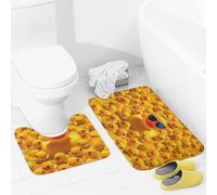 JEKYQ Set di tappeti da bagno 2 pezzi tappetini da bagno tappeti da bagno in gomma gialla Ducky con occhiali da sole tappetini da bagno per bagno antiscivolo tappetini da bagno decorazione per la casa