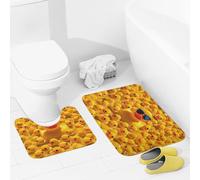 JEKYQ Set di tappeti da bagno 2 pezzi tappetini da bagno tappeti da bagno in gomma gialla Ducky con occhiali da sole tappetini da bagno per bagno antiscivolo tappetini da bagno decorazione per la casa