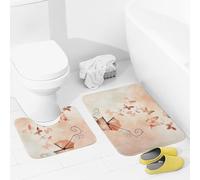 JEKYQ Set di tappeti da bagno da 2 pezzi Set di tappetini da bagno Ci sono farfalle pesche tappetini da bagno per bagno antiscivolo tappetini da bagno per la decorazione della casa tappetino da bagno