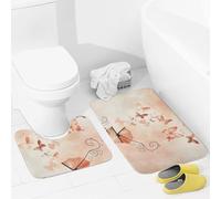 JEKYQ Set di tappeti da bagno da 2 pezzi Set di tappetini da bagno Ci sono farfalle pesche tappetini da bagno per bagno antiscivolo tappetini da bagno per la decorazione della casa tappetino da bagno
