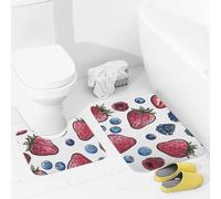JEKYQ Set di tappeti da bagno da 2 pezzi, set di tappetini da bagno con motivo di bacche miste, tappetini da bagno per il bagno, antiscivolo, decorazione per la casa, lavabile, tappetino da bagno per