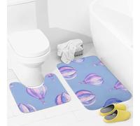 JEKYQ Set di tappeti da bagno da 2 pezzi, tappeti da bagno blu con mongolfiera, tappetini da bagno per il bagno, antiscivolo, decorazione per la casa, lavabile, tappetino da bagno per vasca da doccia