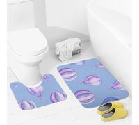 JEKYQ Set di tappeti da bagno da 2 pezzi, tappeti da bagno blu con mongolfiera, tappetini da bagno per il bagno, antiscivolo, decorazione per la casa, lavabile, tappetino da bagno per vasca da doccia