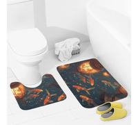 JEKYQ Set di tappeti da bagno da 2 pezzi, tappeti da bagno con riflesso di lanterna, tappetini da bagno per il bagno, antiscivolo, decorazione per la casa, lavabile, tappetino da bagno per vasca da