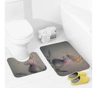 JEKYQ Set di tappeti da bagno da 2 pezzi, tappeti da bagno seduti su un cardo tappetini da bagno per il bagno antiscivolo tappetini da bagno per la decorazione della casa, tappetino da bagno lavabile