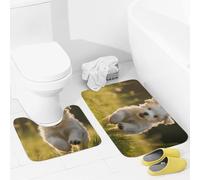 JEKYQ Set di tappeti da bagno da 2 pezzi tappeti da bagno tappeti da bagno cuccioli che attraversano l'erba tappetini da bagno per bagno antiscivolo tappetini da bagno decorazione per la casa