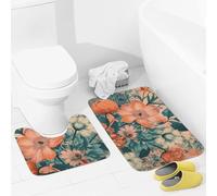 JEKYQ Set di tappeti da bagno da 2 pezzi tappeti da bagno tappeti da bagno fiori su sfondo tappetini da bagno per bagno antiscivolo tappetini da bagno decorazione per la casa tappetino da bagno