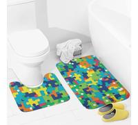 JEKYQ Set di tappeti da bagno da 2 pezzi tappeti da bagno tappeti da bagno puzzle colorati tappetini da bagno per bagno antiscivolo tappetini da bagno decorazioni per la casa tappetino da bagno