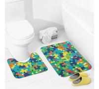 JEKYQ Set di tappeti da bagno da 2 pezzi tappeti da bagno tappeti da bagno puzzle colorati tappetini da bagno per bagno antiscivolo tappetini da bagno decorazioni per la casa tappetino da bagno