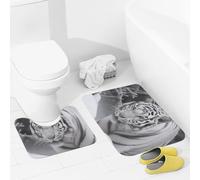 JEKYQ Set di tappeti da bagno da 2 pezzi, tappeti da bagno tigre bianca nella neve, tappetini da bagno antiscivolo per la decorazione della casa, tappetino da bagno lavabile, tappetino da bagno per