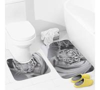 JEKYQ Set di tappeti da bagno da 2 pezzi, tappeti da bagno tigre bianca nella neve, tappetini da bagno antiscivolo per la decorazione della casa, tappetino da bagno lavabile, tappetino da bagno per