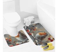 JEKYQ Set di tappeti da bagno da 2 pezzi, tappeti da bagno, un bellissimo tappetino da bagno con uccellini per il bagno, antiscivolo, decorazione per la casa, lavabile, tappetino da bagno per vasca da