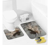 JEKYQ Set di tappeti da bagno da 2 pezzi, tappetini da bagno con foglie appassite antiche, tappetini da bagno per il bagno, antiscivolo, decorazione per la casa, lavabile, tappetino da bagno per vasca