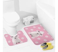 JEKYQ Set di tappeti da bagno da 2 pezzi, tappetini da bagno con pecore bianche su sfondo, tappetini da bagno per il bagno, antiscivolo, decorazione per la casa, lavabile, tappetino da bagno per vasca