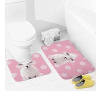 JEKYQ Set di tappeti da bagno da 2 pezzi, tappetini da bagno con pecore bianche su sfondo, tappetini da bagno per il bagno, antiscivolo, decorazione per la casa, lavabile, tappetino da bagno per vasca