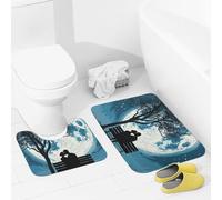 JEKYQ Set di tappeti da bagno da 2 pezzi, tappetini da bagno, panca sotto gli alberi, tappetini da bagno per il bagno, antiscivolo, decorazione per la casa, lavabile, tappetino da bagno per vasca da