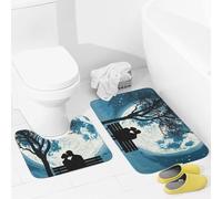 JEKYQ Set di tappeti da bagno da 2 pezzi, tappetini da bagno, panca sotto gli alberi, tappetini da bagno per il bagno, antiscivolo, decorazione per la casa, lavabile, tappetino da bagno per vasca da