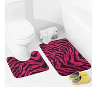 JEKYQ Set di tappeti da bagno da 2 pezzi, tappetini da bagno zebra, tigre, leopardo, tappetini da bagno per il bagno, antiscivolo, decorazione per la casa, lavabile, tappetino da bagno per vasca da